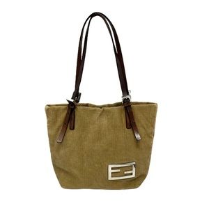 Fendi Tan Corduroy Tote Bag Mini